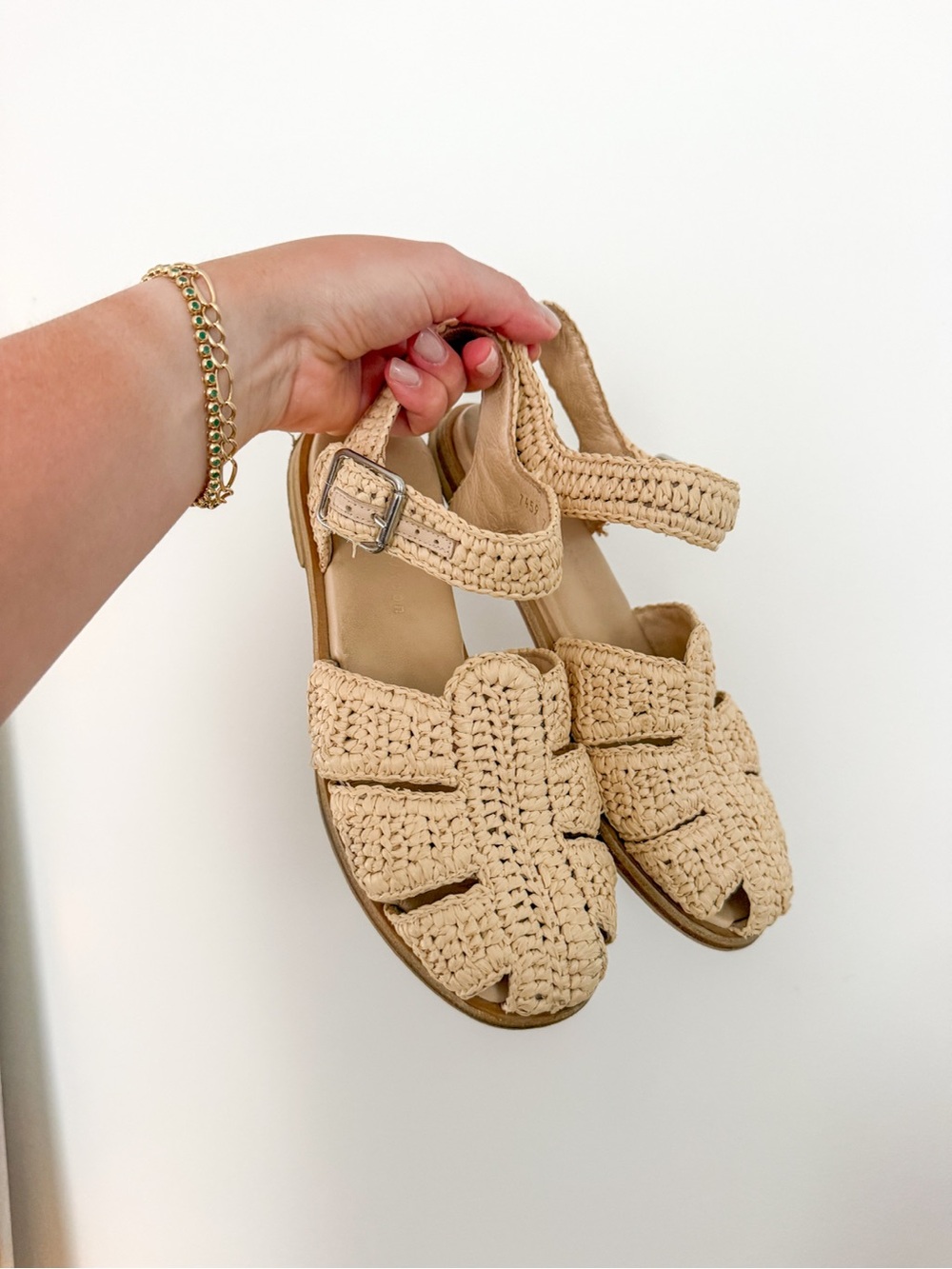 Freda Salvador Sera Fisherman Sandals Natural Raffia Flat Woven Tan Womens Sz 7